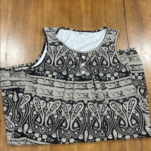 White and Black Boxy Graphic Tank Dress